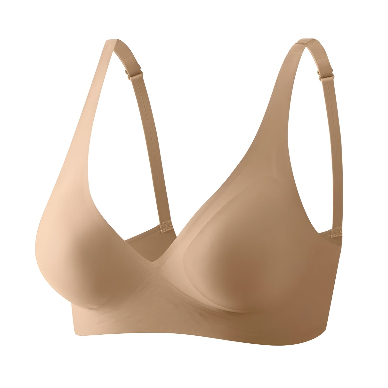 Beige bra on a white background