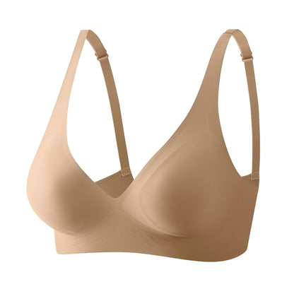 Beige bra on a white background